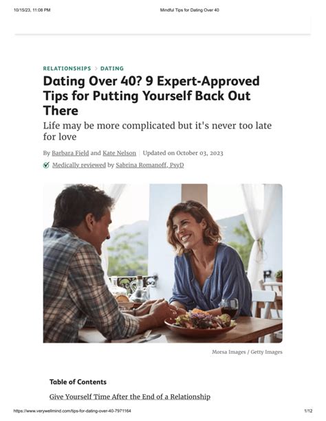 Mindful Tips for Dating Over 40 .